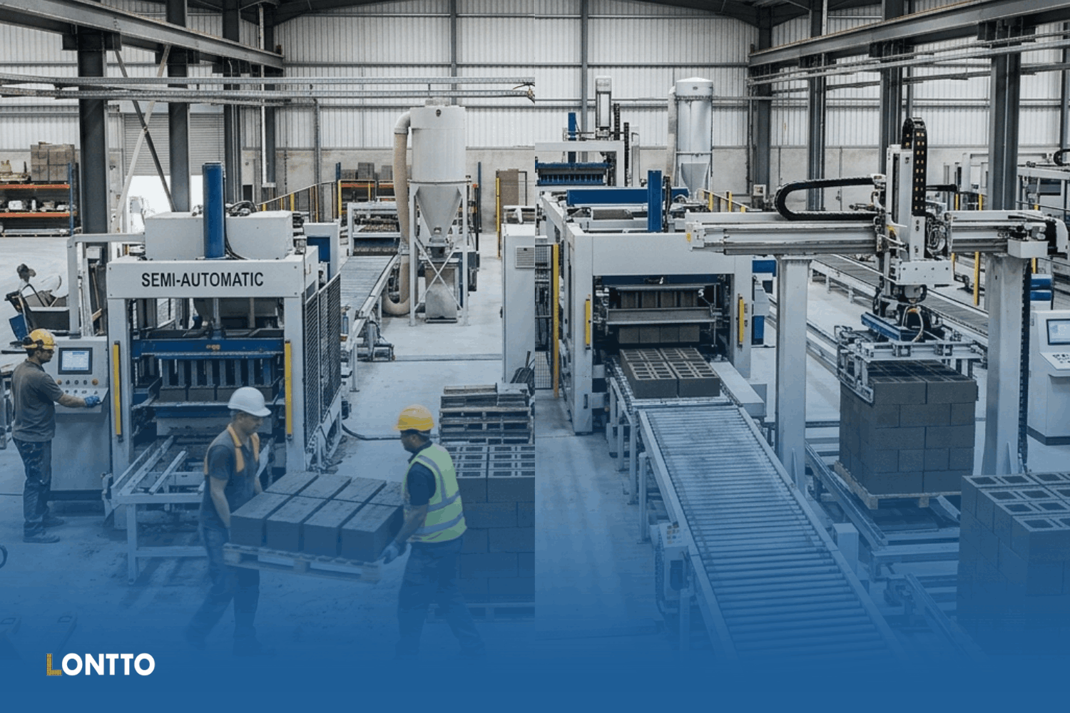 what separates automatic from semi automatic block machines