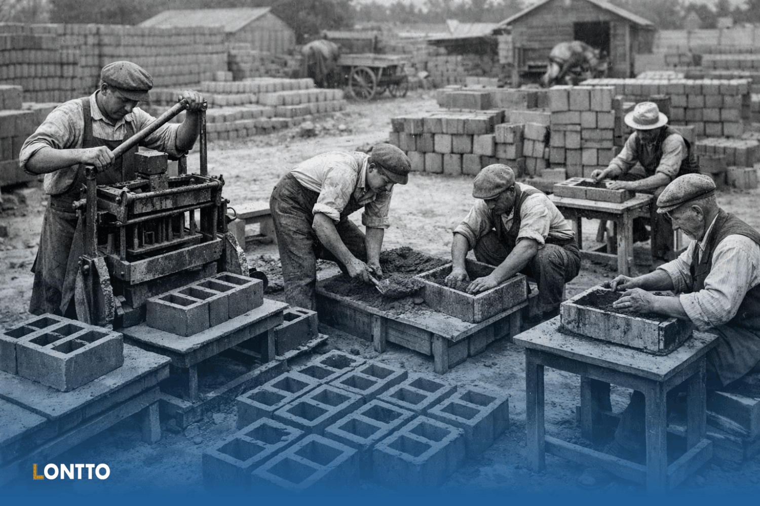 why 1890 to 1900 defines the invention when were cement blocks invented